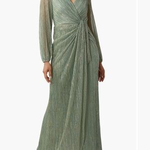 Adrianna Papell Long Sleeve Dress Gown Sage Mother Bride Groom in Size 10